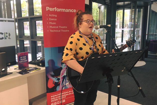 Performance student, Kayley, who chose to the neurocare charity