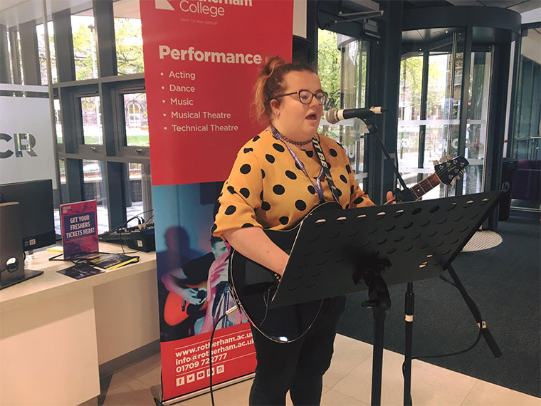 Performance student, Kayley, who chose to the neurocare charity