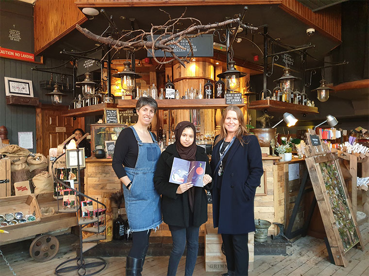 Graphic design student Aleema at Grimm and Co