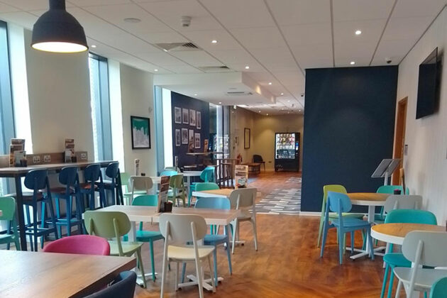 Inside a cafe at Forge Island in Rotherham