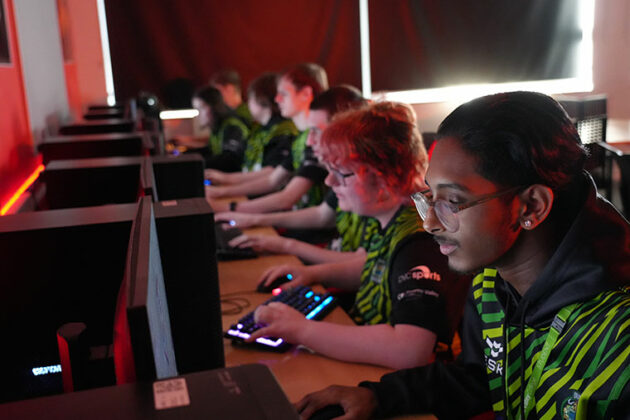 Students in the Esports gaming room at DVC